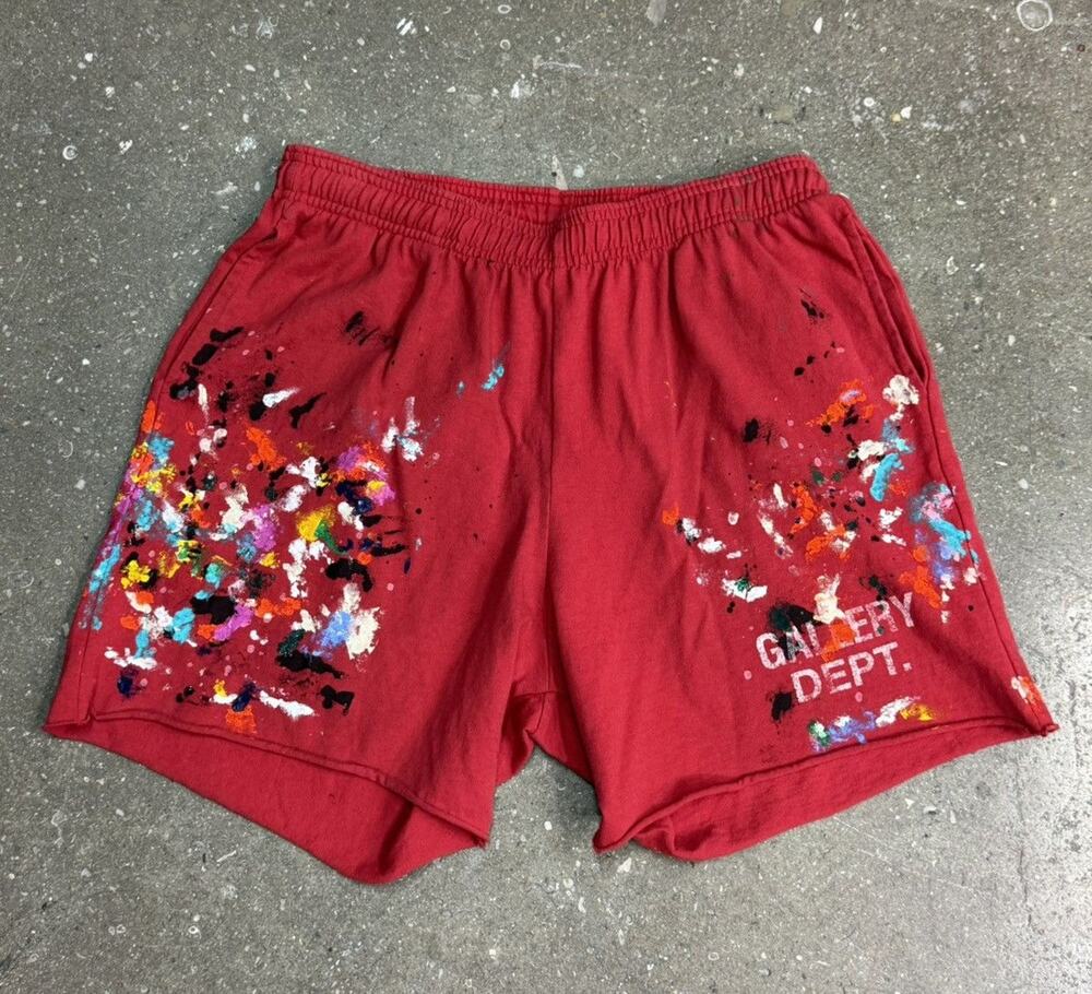 Gallery Dept. Red Paint Splatter Shorts